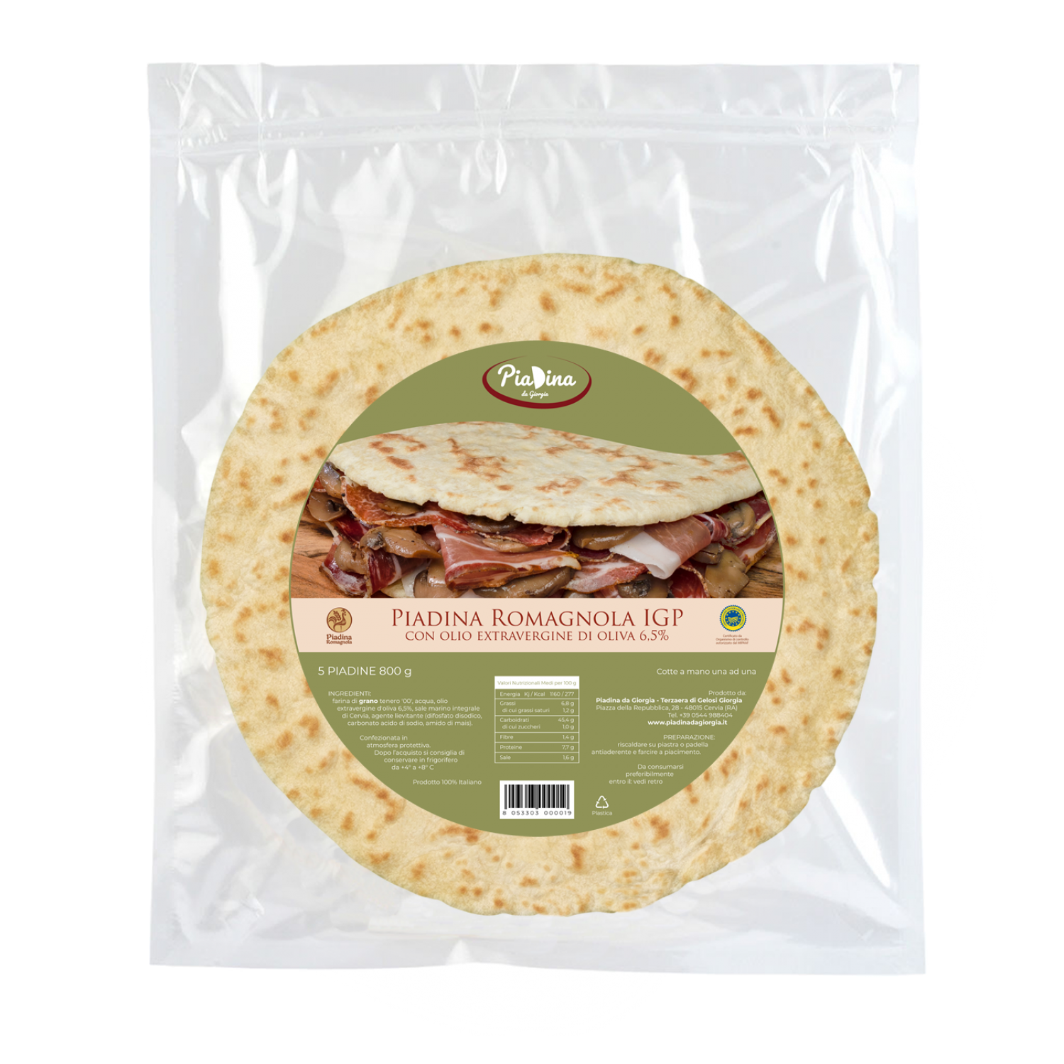 Piadina Romagnola IGP con Olio extravergine d&